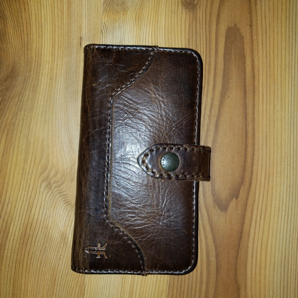 Frye Melissa Wallet/Phone Case Dark Brown